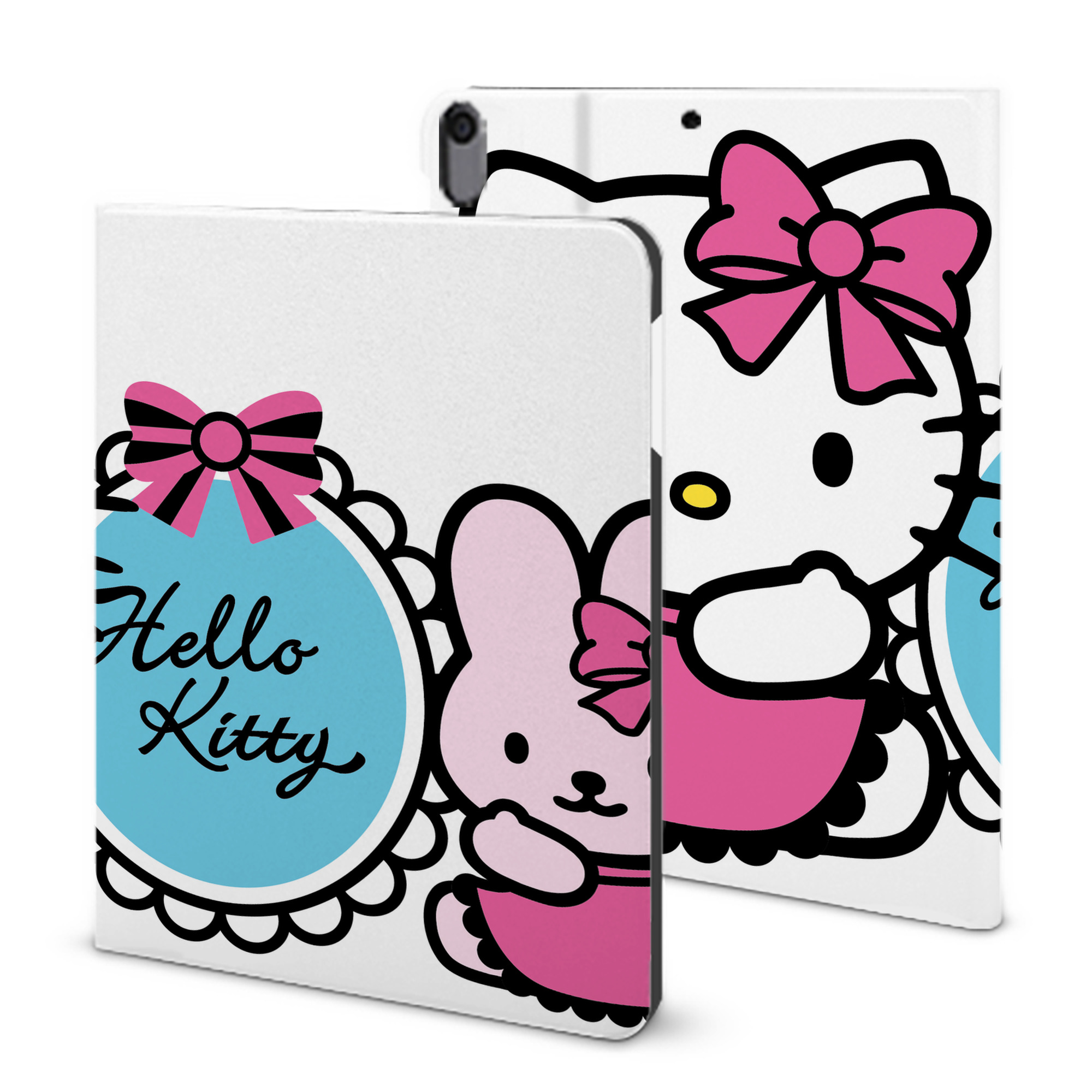 （画像用） Hello Kitty ハローキティ IPad ケース ブック型 PUレザー TPU 耐衝撃 軽量 薄型 ペン収納なし 全面保護 IPad 各モデル対応